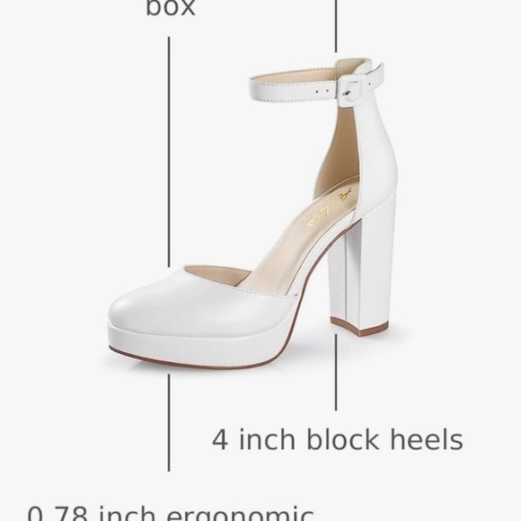 Ankis Elegant Off White Ankle Strap Platform Block 4 in Heels closed Toe Pump - Picture 7 of 7